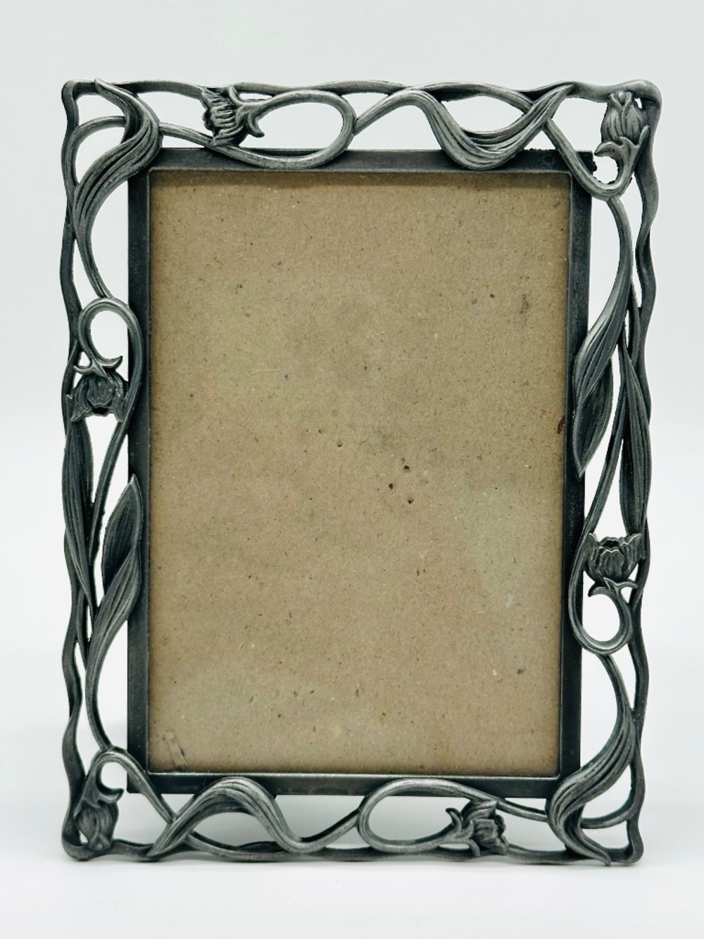 Vintage 1990's Ashleigh Manor Photo Frame Pewter & Glass Rose Vine